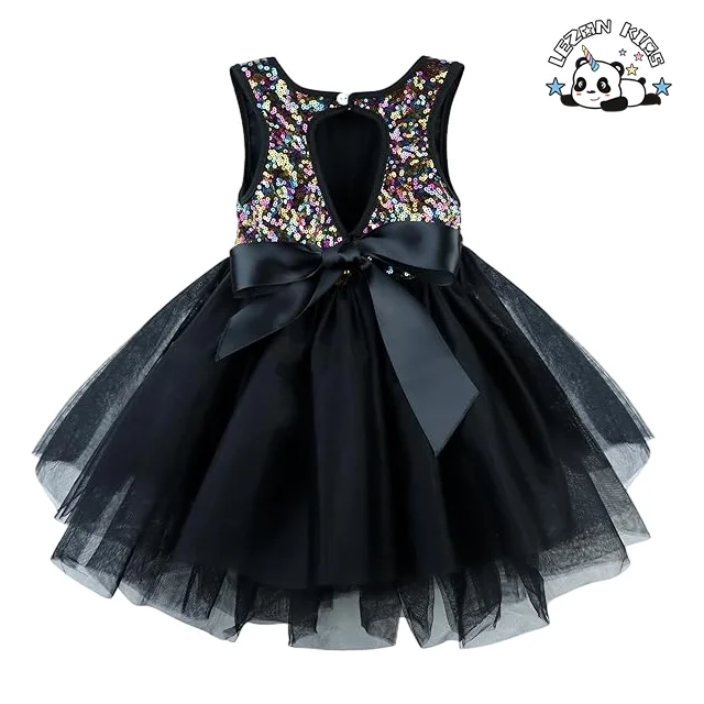 LEZONKIDS - OEM ODM Kids Summer Sleeveless Sequin Princess Birthday Party Tulle Dresses
